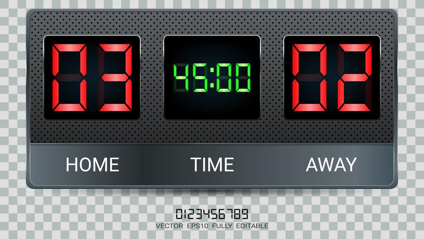 Digital timing scoreboard, Football match team A vs team B, Strategy broadcast graphic template. vector