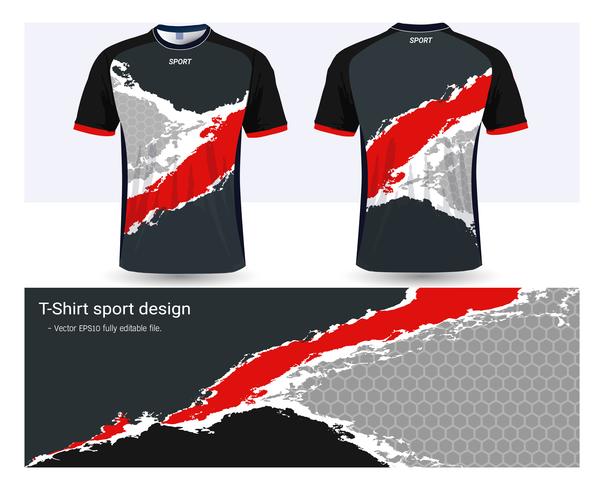 Soccer jersey and t-shirt sport mockup template, Graphic design for football club or activewear uniforms. vector