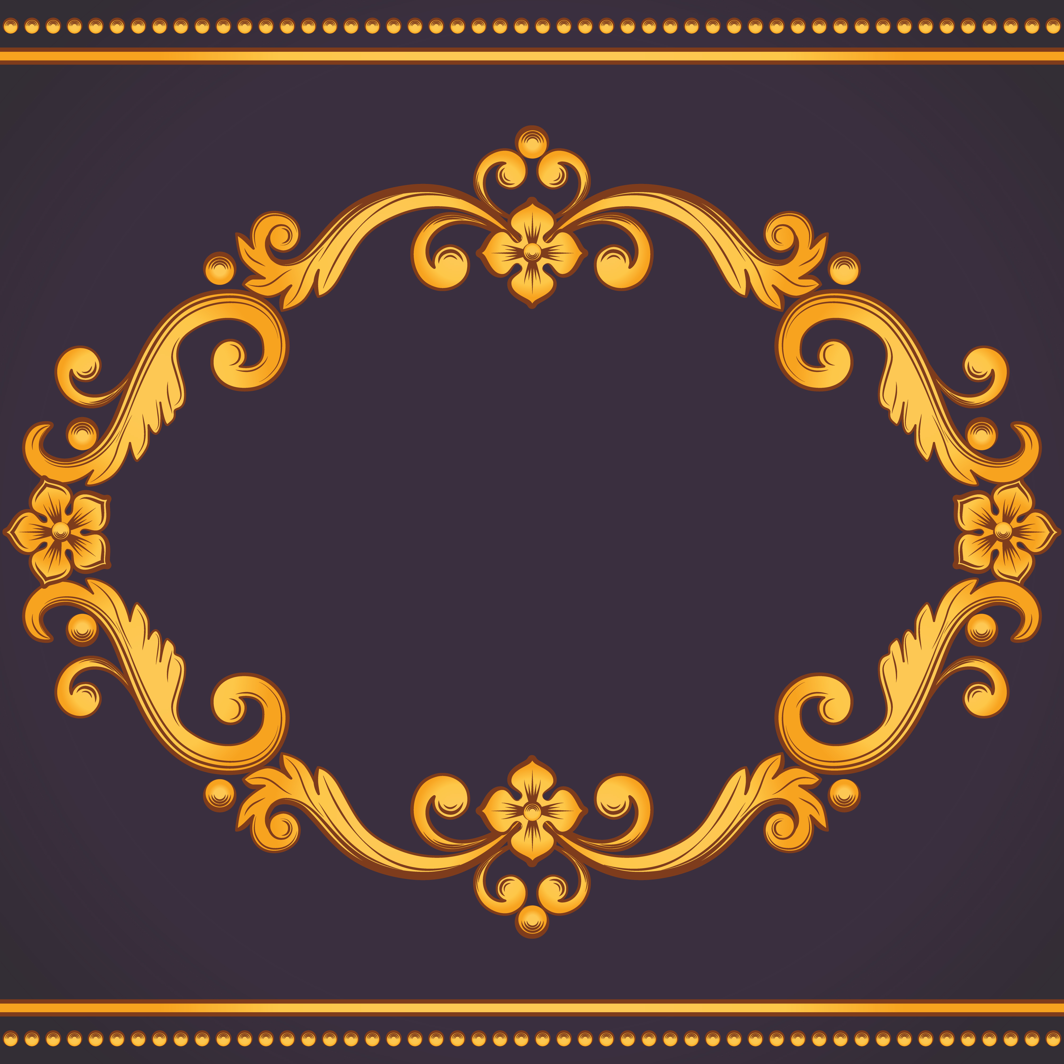 Download Ornamental vintage frame. Vector illustration in yellow ...