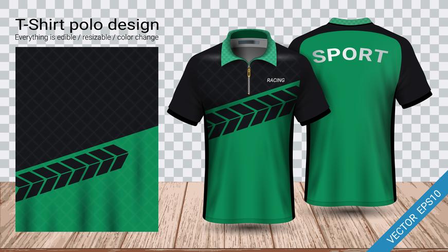 Polo t-shirt design with zipper, Soccer jersey sport mockup template for football kit or activewear uniform. vector