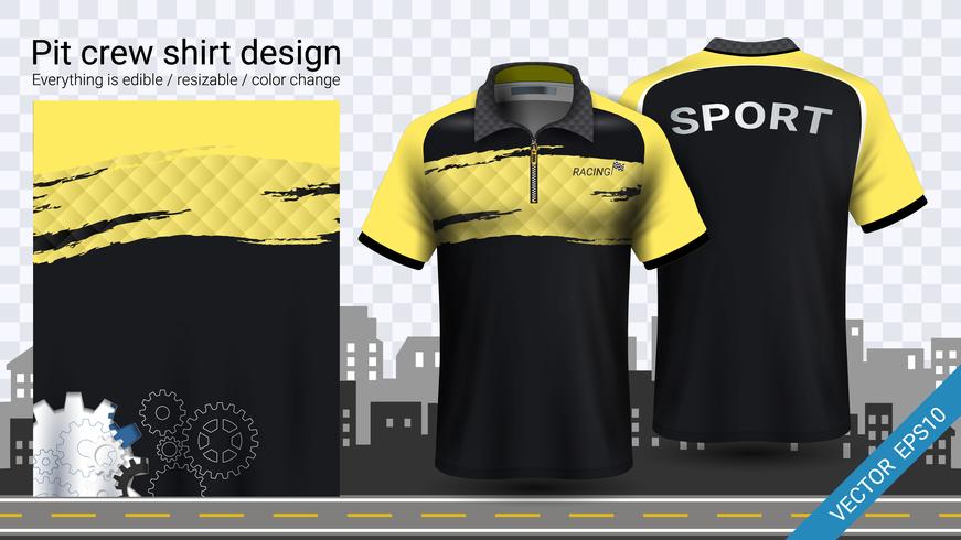 Racing t-shirt with zipper, Sport apparel mockup template. vector