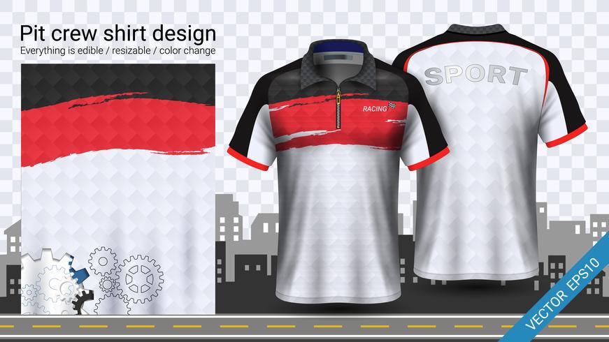 Racing t-shirt with zipper, Sport apparel mockup template. vector