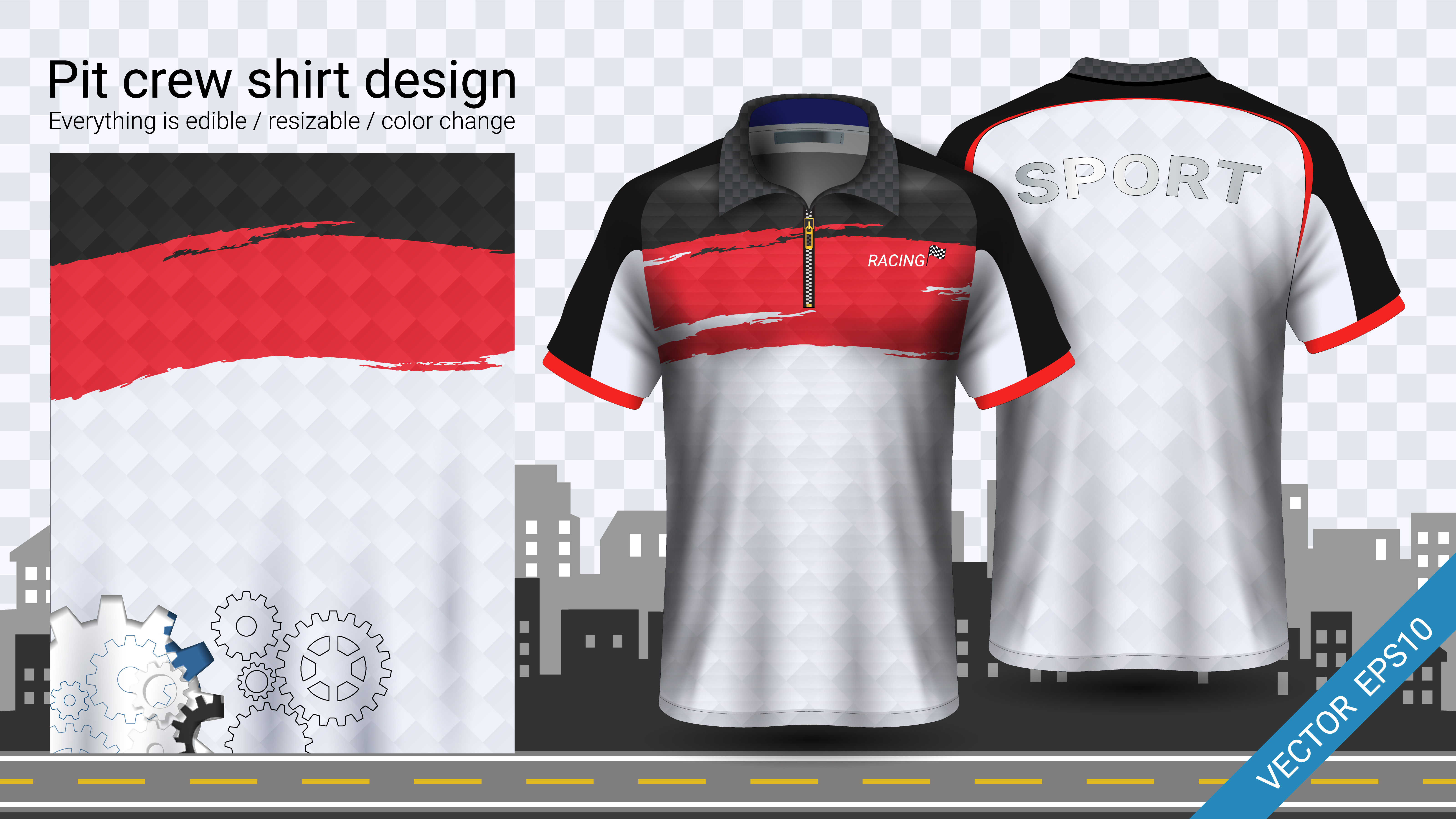 Download Racing t-shirt with zipper, Sport apparel mockup template. - Download Free Vectors, Clipart ...