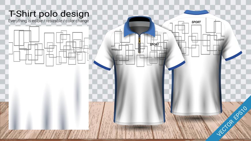 Polo t-shirt design with zipper, Soccer jersey sport mockup template for football kit or activewear uniform. vector