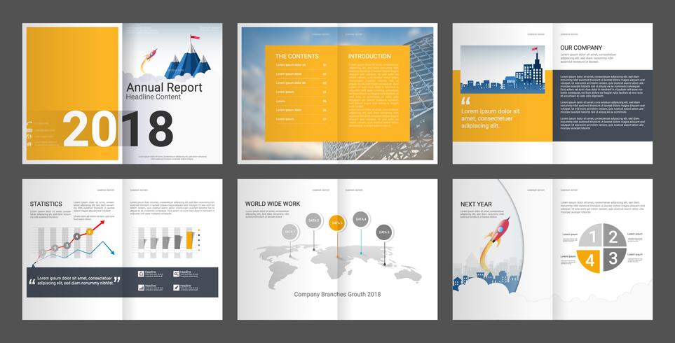Informe anual para perfil de empresa y folleto de agencia de publicidad. vector