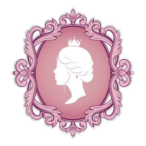 profile silhouette of a princess in frame vector