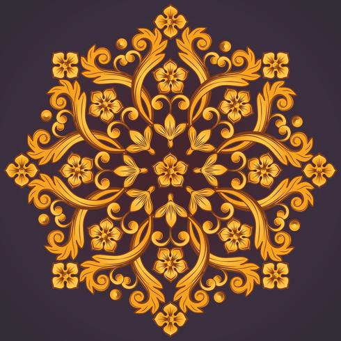 Beautiful round ornamental element for design in yellow orange colors. vector