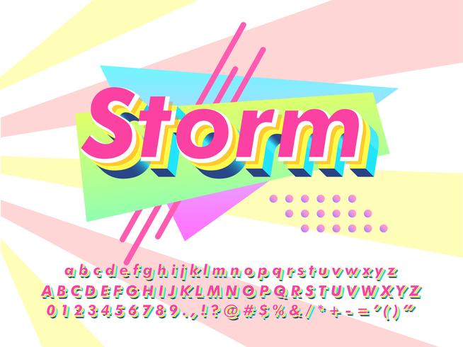 90s Typography 3d Text Display  vector