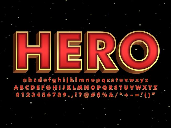 Red Font With Metallic Gold Effect vector