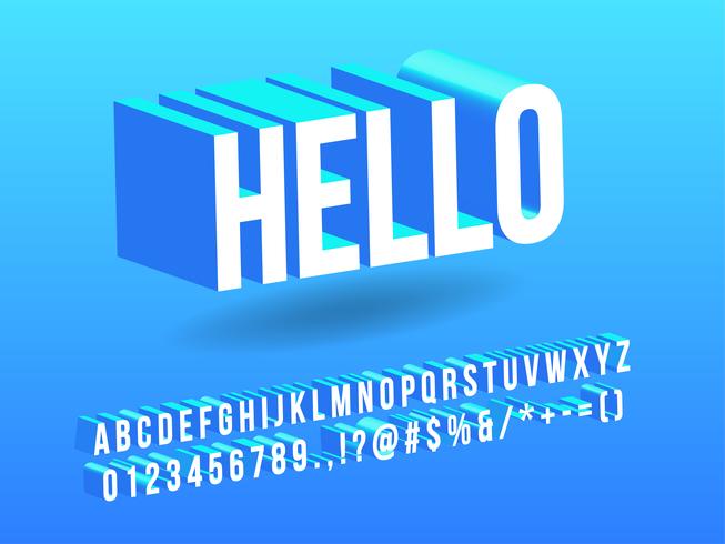 3d Isometric Simple Alphabet vector