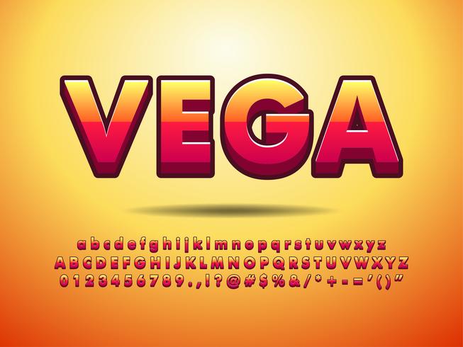 3d Simple Orange Red Font Effect vector