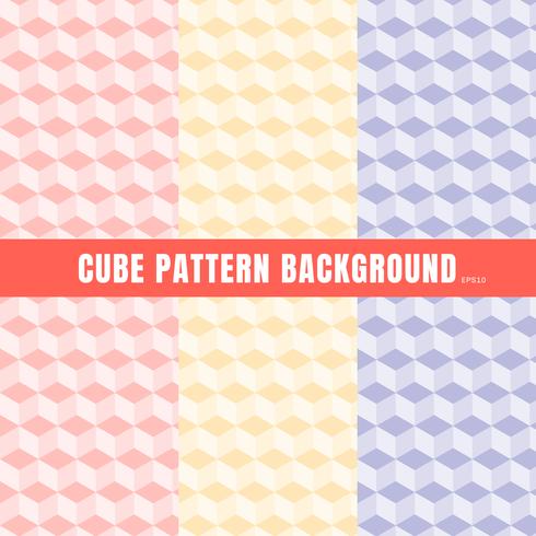 Conjunto de patrón de cubo rosa, púrpura, fondo de color amarillo y textura. vector