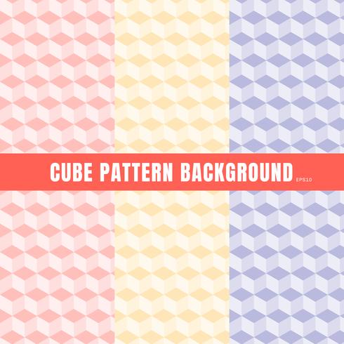 Set of cube pattern pink, purple, yellow color background and texture. vector