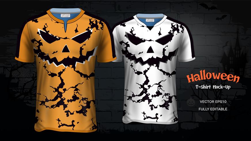 Plantilla de maqueta de camisetas de disfraces de Halloween. vector