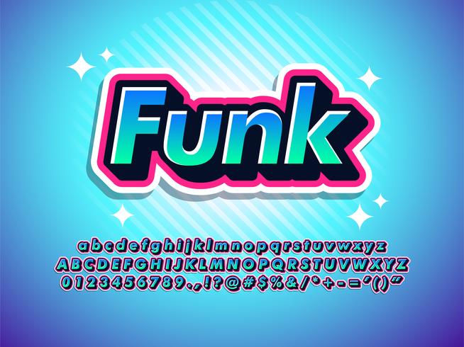 Funk Etiqueta Texto Efecto Fresco Fuente Moderna vector