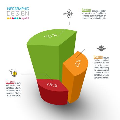 Coloridos cilindros isométricos de infografías. vector