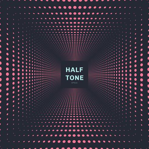 Abstract pink color halftone room perspective dark background and texture vector