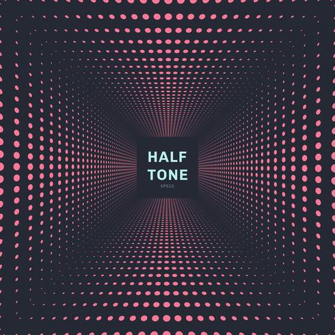 Abstract pink color halftone room perspective dark background and texture vector