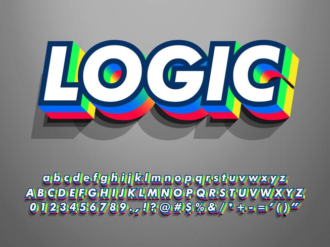 3d Extrude Font Effect With Double Color vector