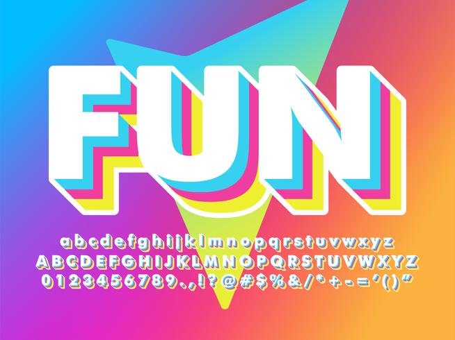Fun And Friendly Soft 3d Font vector