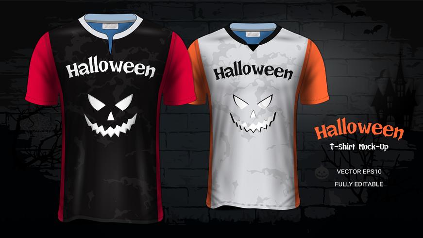 Plantilla de maqueta de camisetas de disfraces de Halloween. vector