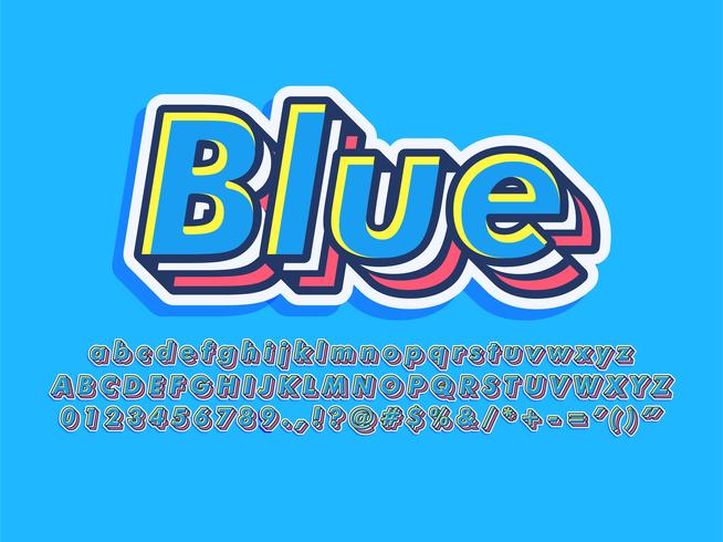 Carácter tipográfico en capas azul fresco vector