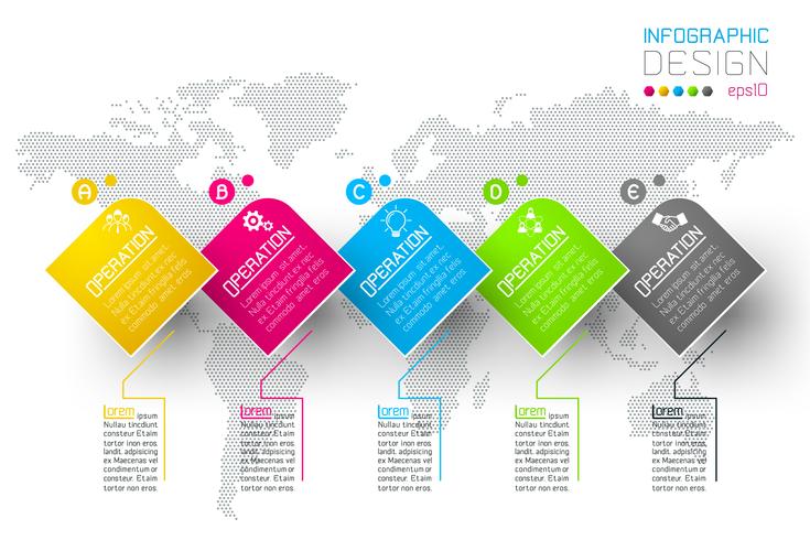 Infografía de negocios con 5 pasos. vector