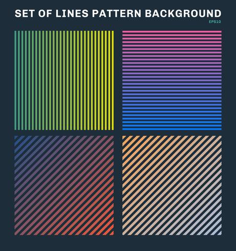 Set of colorful lines pattern background and texture vector