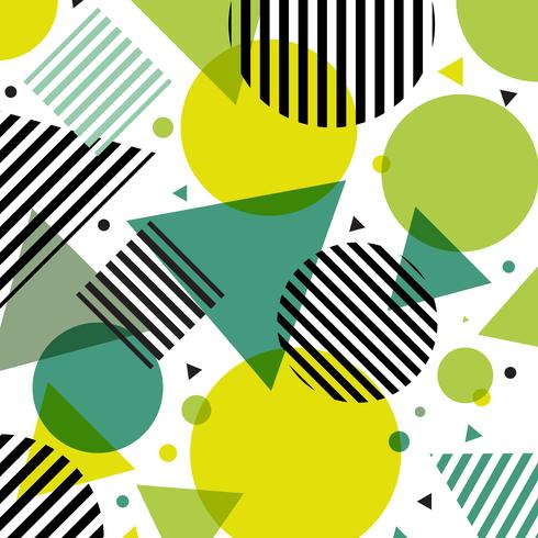 Abstract green nature modern fashion circles and triangles pattern with black lines diagonally on white background. vector