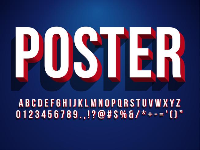 Modern 3d Poster Font vector