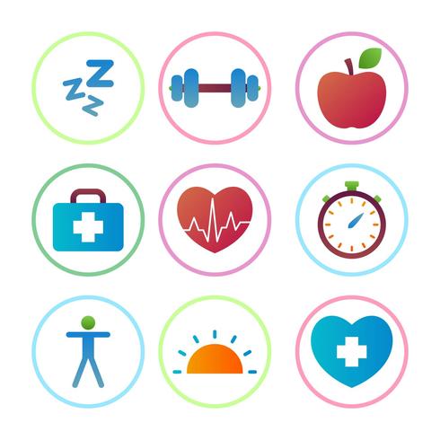 Healthy Lifestyle Flat Icons	 vector