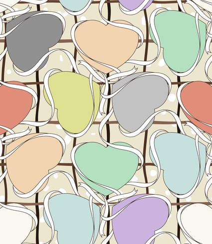 Seamless pattern with colorful heart label. vector