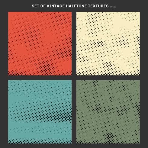 Set of vintage halftone texture effect created from squares background. vector