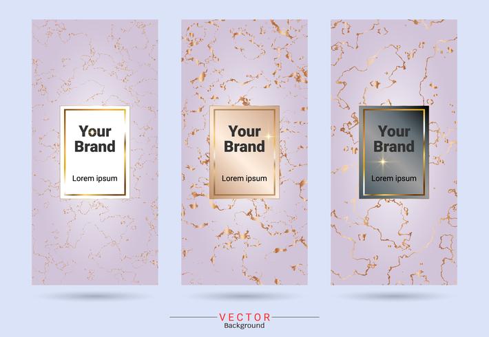 Packaging product design label and stickers templates, Suitable for luxury or premium products brands with marble texture, golden foil and linear style. vector
