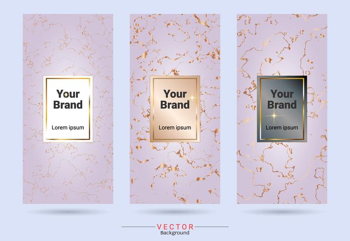 Empaquetado de diseño de productos plantillas de etiquetas y calcomanías, Adecuado para marcas de productos de lujo o premium con textura de mármol, lámina dorada y estilo lineal. vector