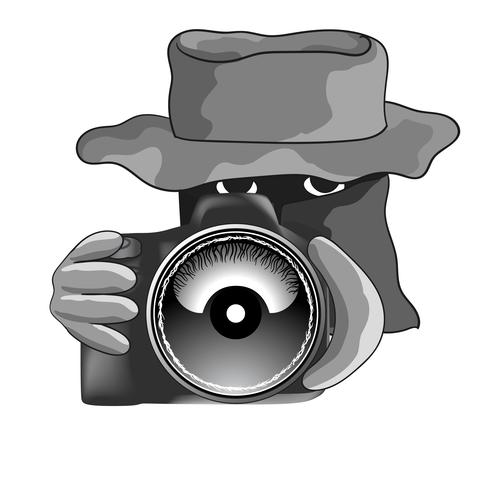 Hombre detective con lente macro vector