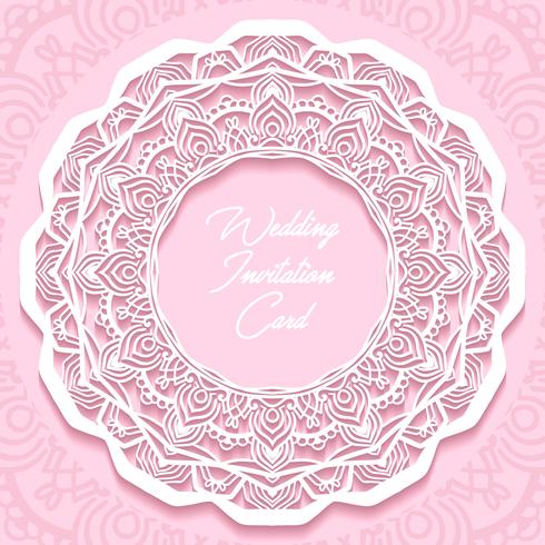 Tarjeta de invitación de boda papel cortado diseño vector