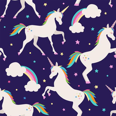 seamless purple unicorn pattern vector illustration