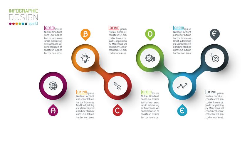 Circle label infographic with step by steps. vector