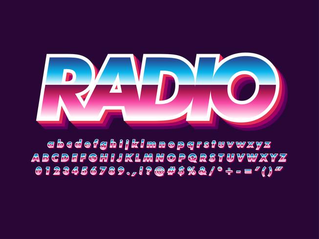 80s Font With Metallic And Shiny Effect vector