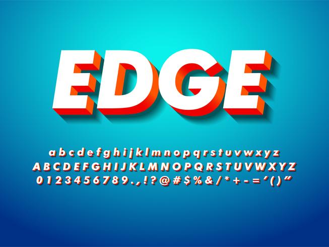 Simple 3d Font With Shadow vector