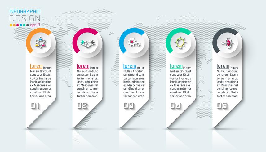 Business infographic with 5 steps. vector