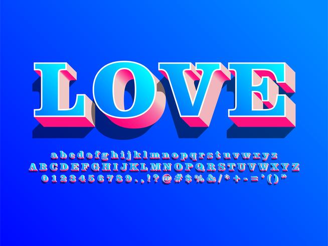 3d Love Alphabet With Shadow vector