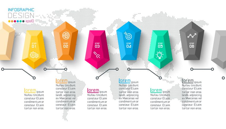 Bar labels infographic with 6 steps. vector