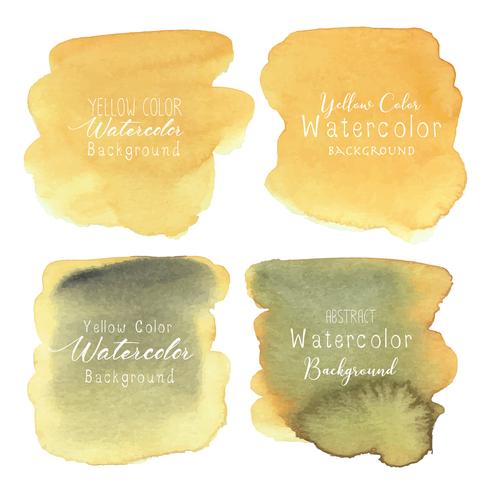 Yellow abstract watercolor background, Watercolor element for card, Vector illustration.
