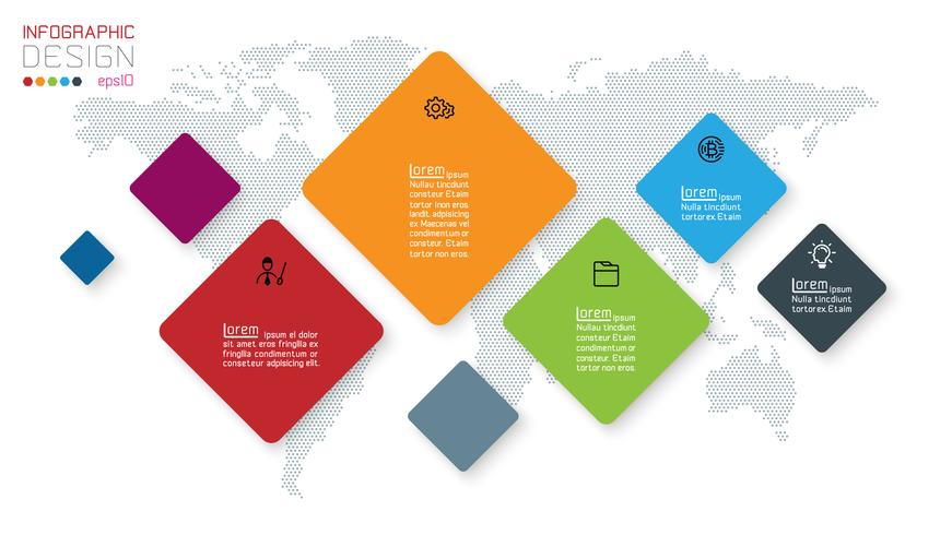 Infografía cuadrada sobre fondo abstracto vector