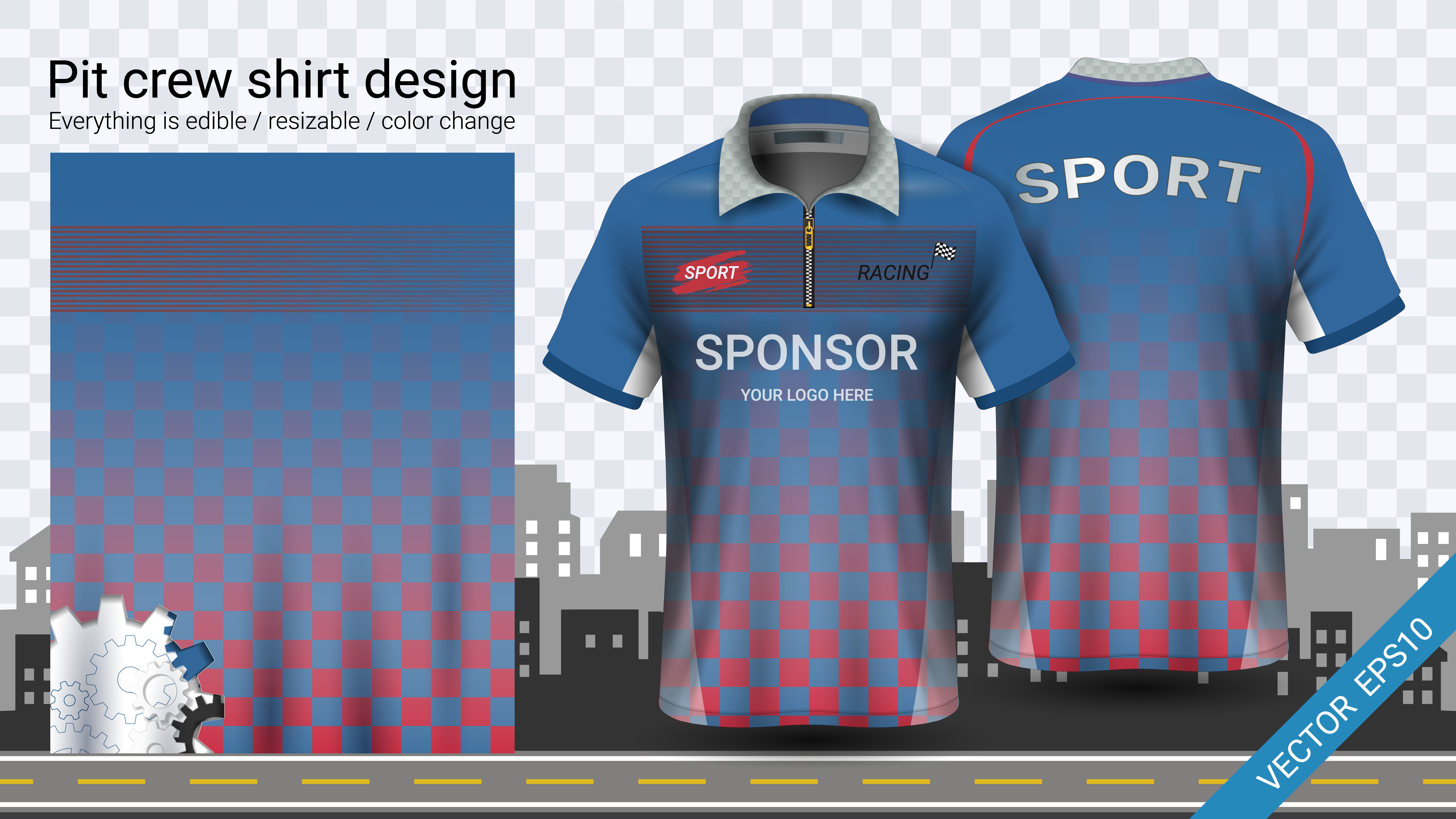 Racing t-shirt with zipper, Sport apparel mockup template. 555858