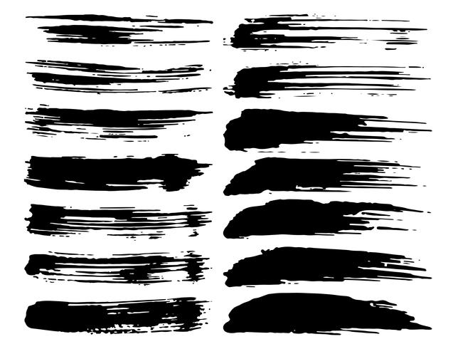 Set of brush strokes, Black ink grunge brush strokes. Vector illustration.