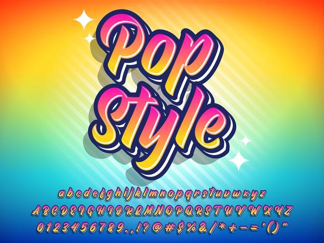 Efecto de texto de estilo pop colorido vector