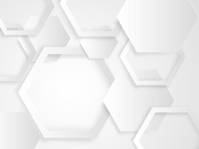 Abstract white and gray hexagon background paper cut style. vector